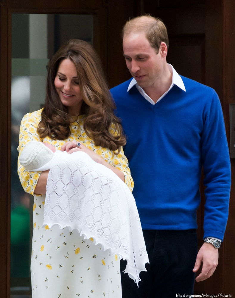 May 2, 2015 - London, United Kingdom: The Duke and Duchess of Cambridge leave the Lindo Wing at St Mary's Hospital with their baby girl. (Nils Jorgensen / i-Images / Polaris) /// Duke & Duchess of Cambridge with baby daughter
